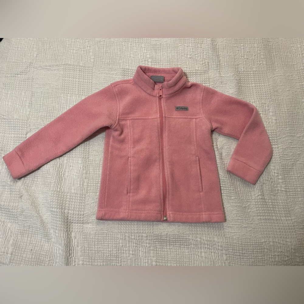 Girls 🩷Columbia Light Pink Fleece Jacket with Full Zip, size 4